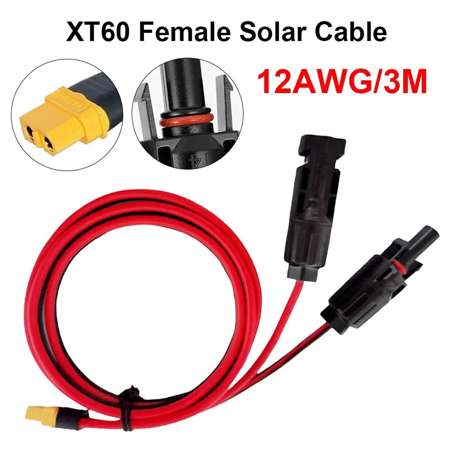 12 AWG XT60 Female to Solar Connector Extension Cable Wire for Solar Generator