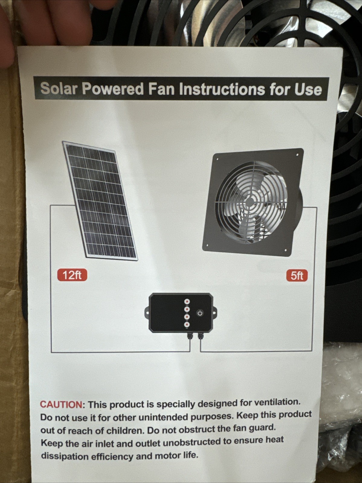 15W Solar Powered Fan Kit Intake Exhaust w/ Remote for Shed Coop Garage