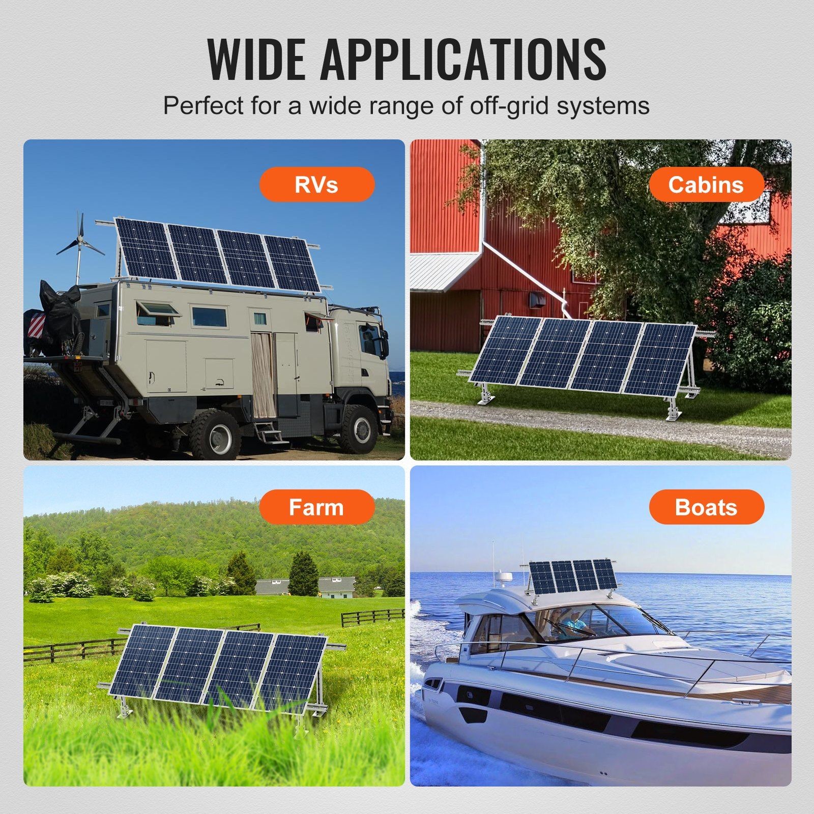 30-60° Solar Panel Mount Brackets 2-Set Carbon Steel 330lb Load