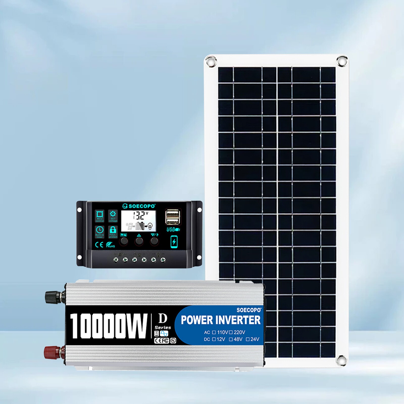 10000W Power Inverter Solar Generator W/200W Solar Panel Home Complete Kits 22p7