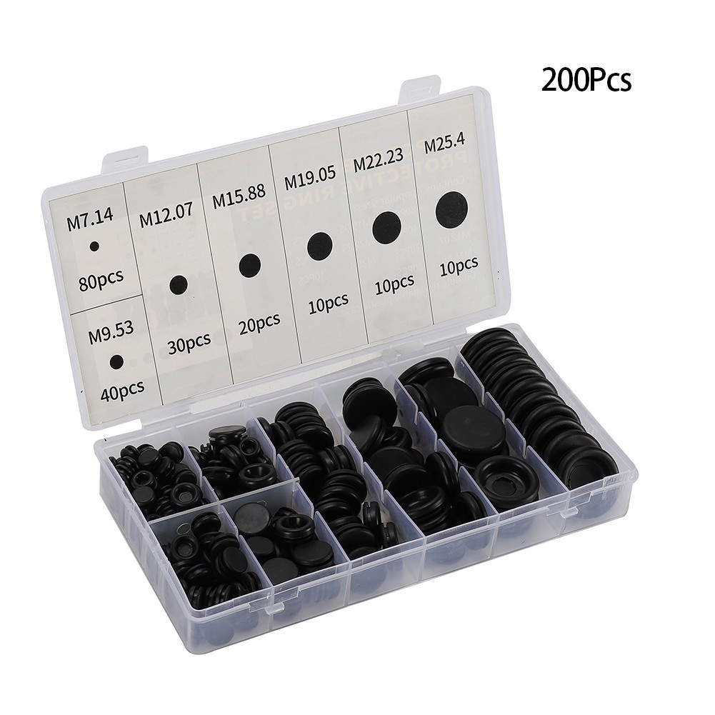 Rubber Grommet Rubber Tools Wiring Bung 200PCS Assorted Size Assortment Kits