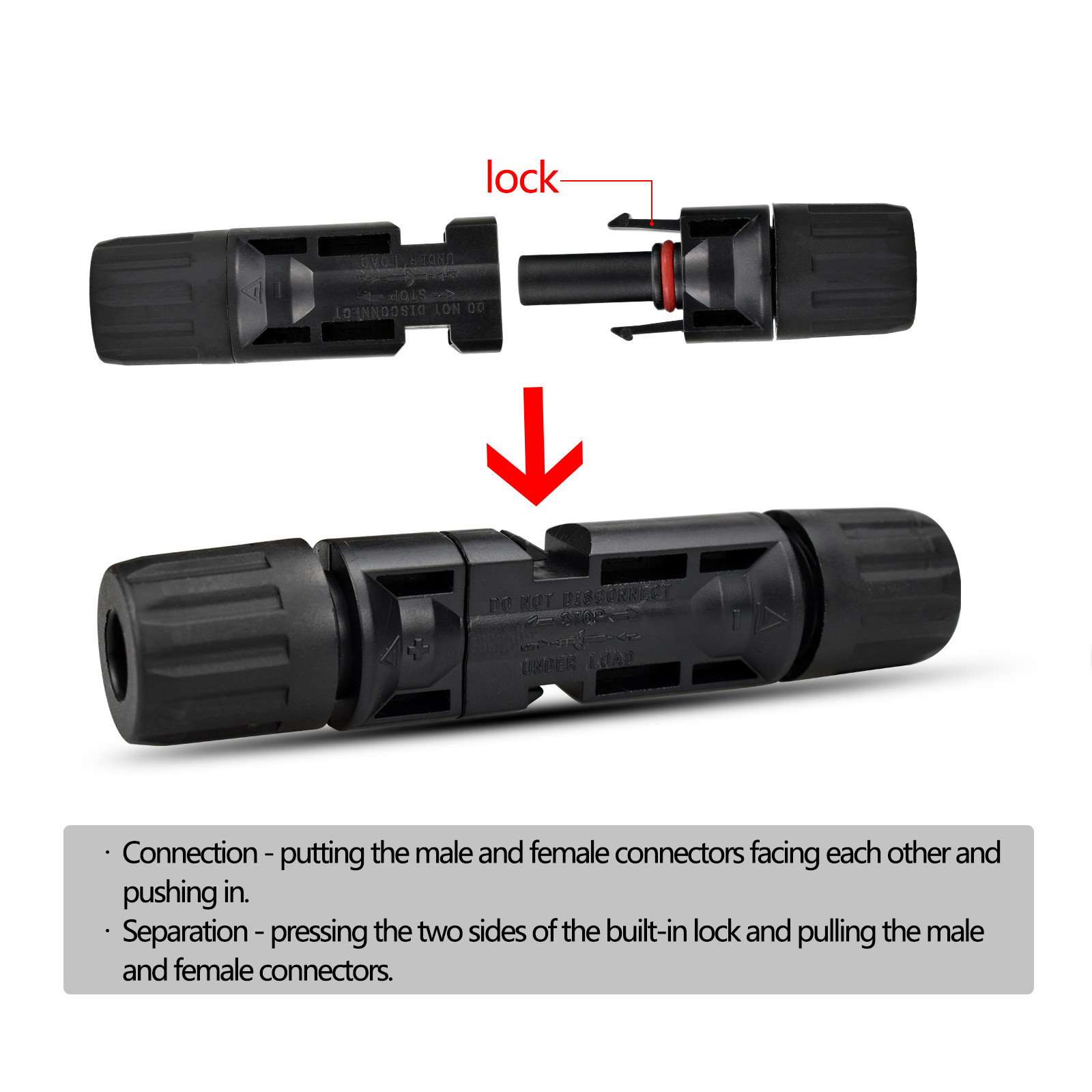 Solar Panel Cable Connector Set Waterproof Male Female M/F Wire 10-14AWG US