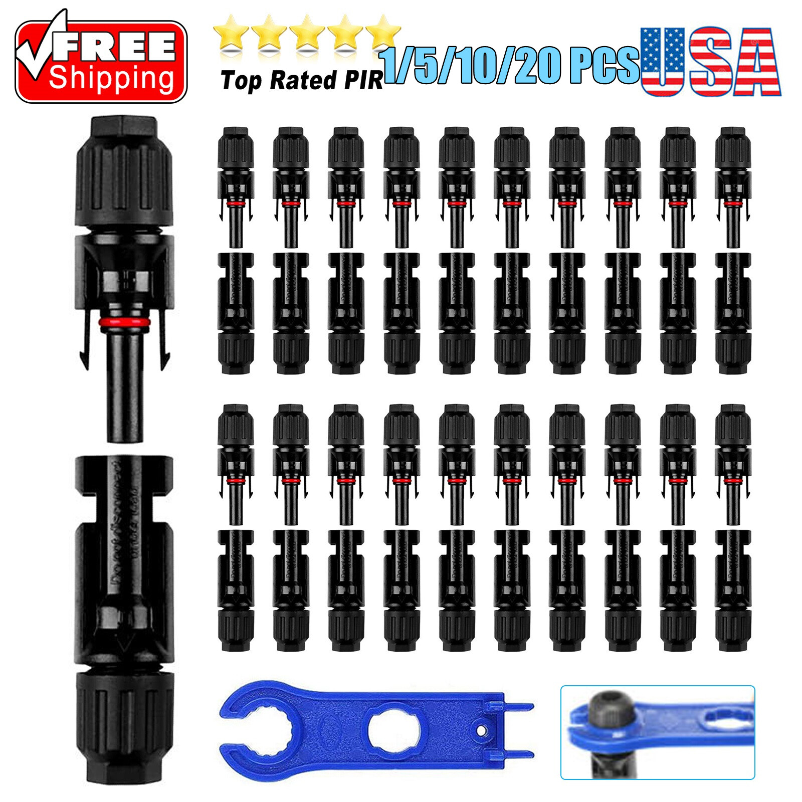 1~20 X Solar Pannel Cable Connector Waterproof Male Female Wire Joiners