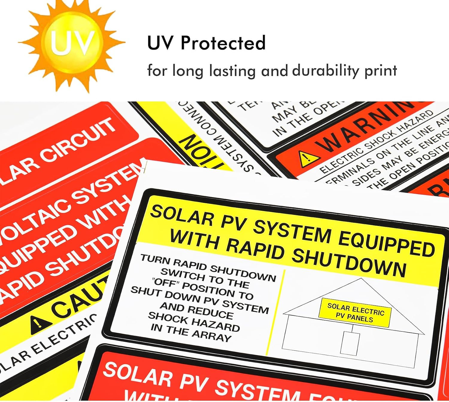 48 Pack PV Solar System Install Label Kit,Photovoltaic Safety Stickers,Photov…