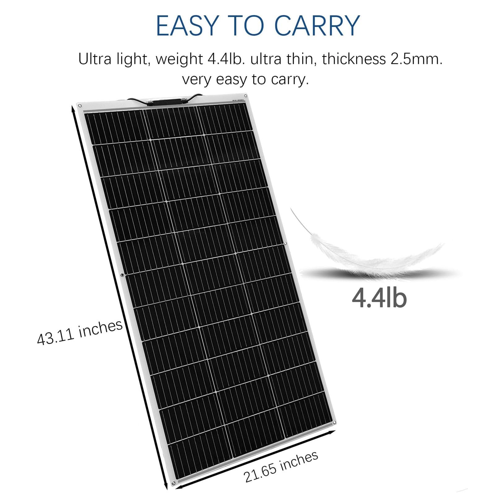 Flexible Solar Panel 100W 12V, 250° Bendable Monocrystalline Solar Panel with…