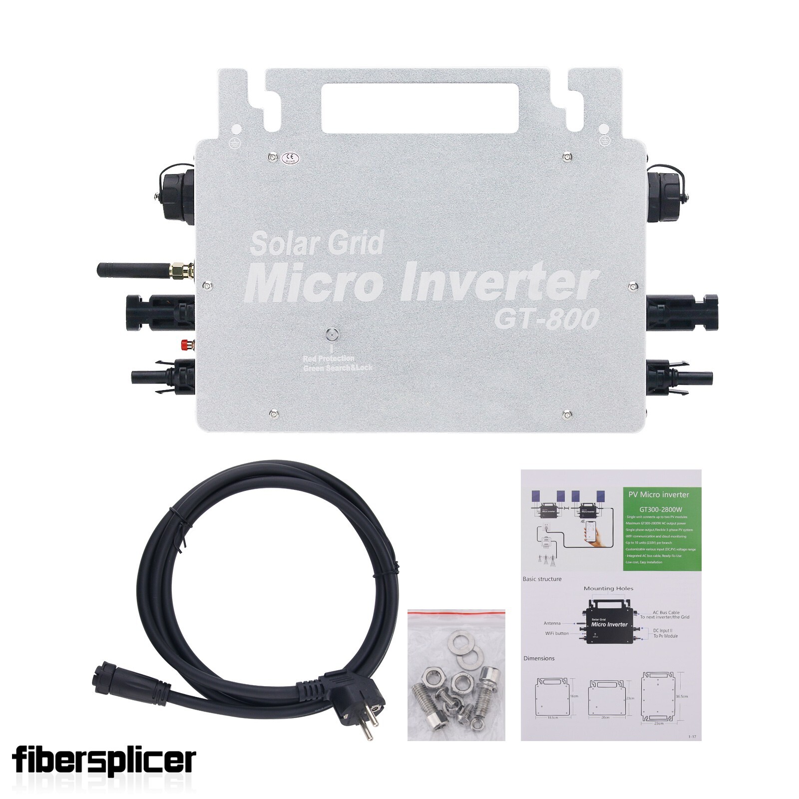GT-800W Silver Solar Grid Micro Inverter Solar Inverter Enables Phone Monitoring