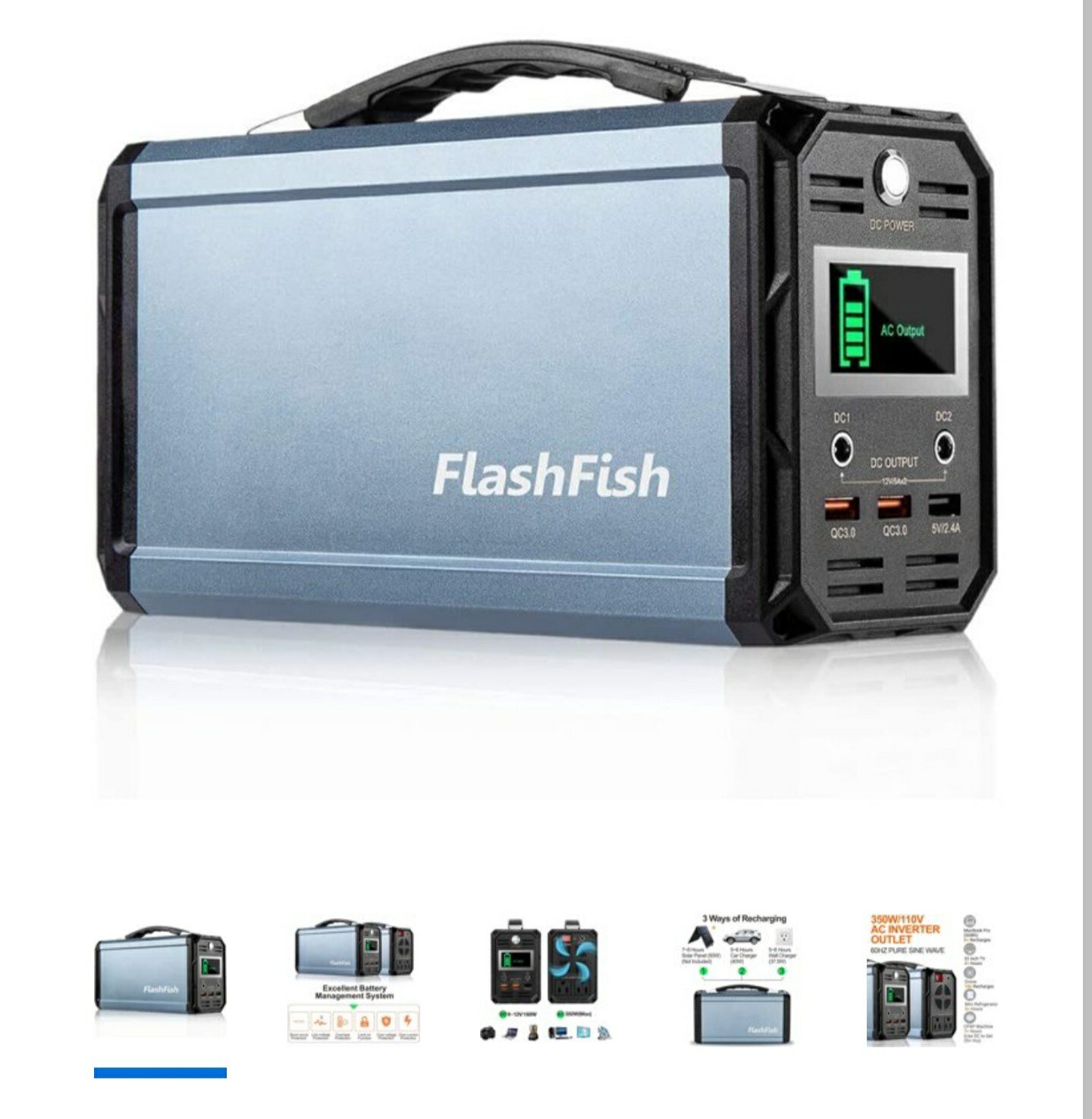 300W Portable Power Station, 60000mAh Emergency Solar Generator Backup Battery