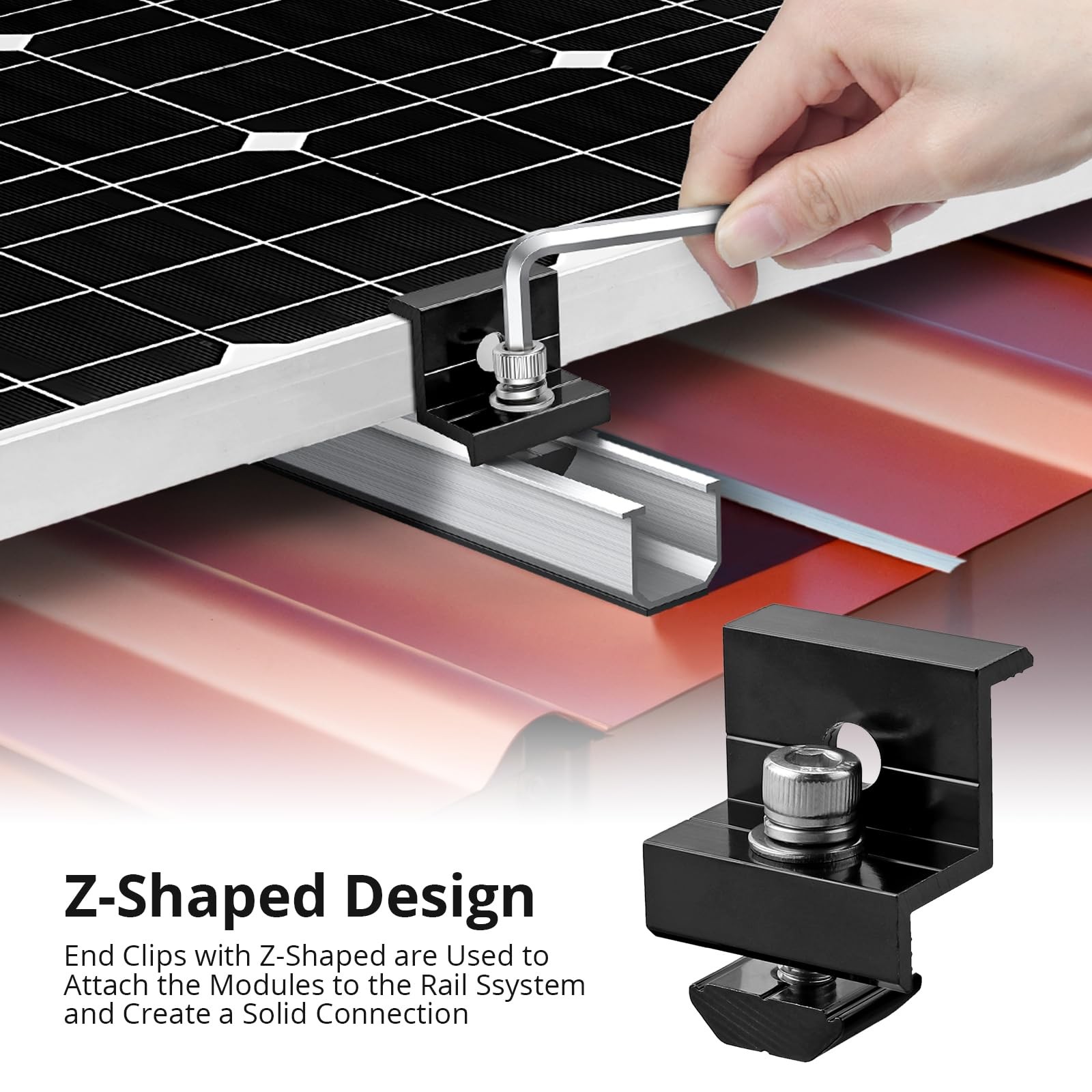 Solar Panel Mounting Brackets 10 PCS – T-Shaped Mid End Clamps for Roofs