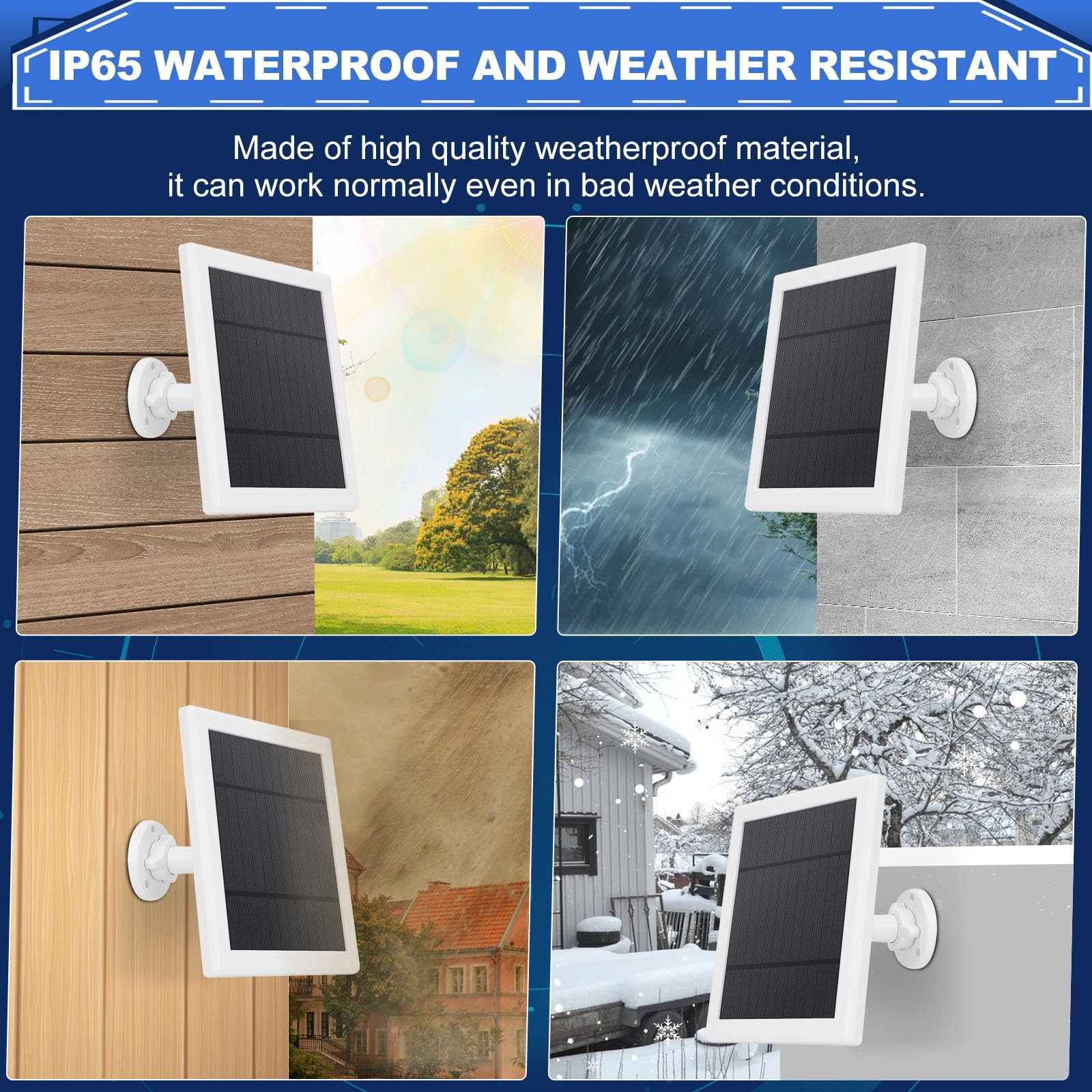 Solar Charger 5W 12V for Ring Video Doorbell 3/3+/4 Battery Plus IP65 Waterproof