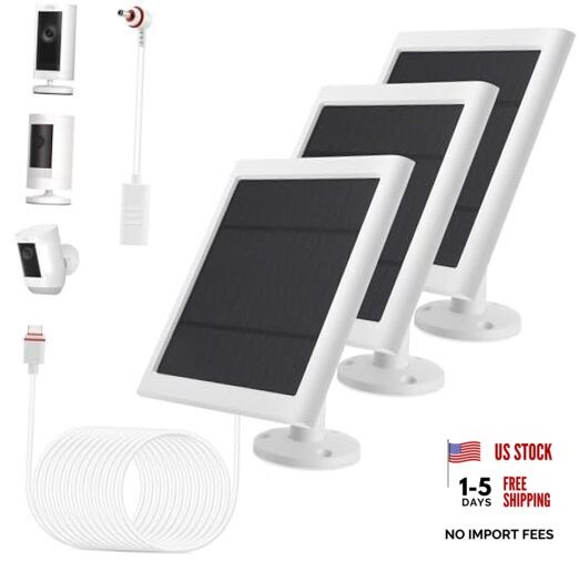 Solar Panel Outdoor for Ring Cameras () Spotlight Cam Plus/Pro Stick White 3P