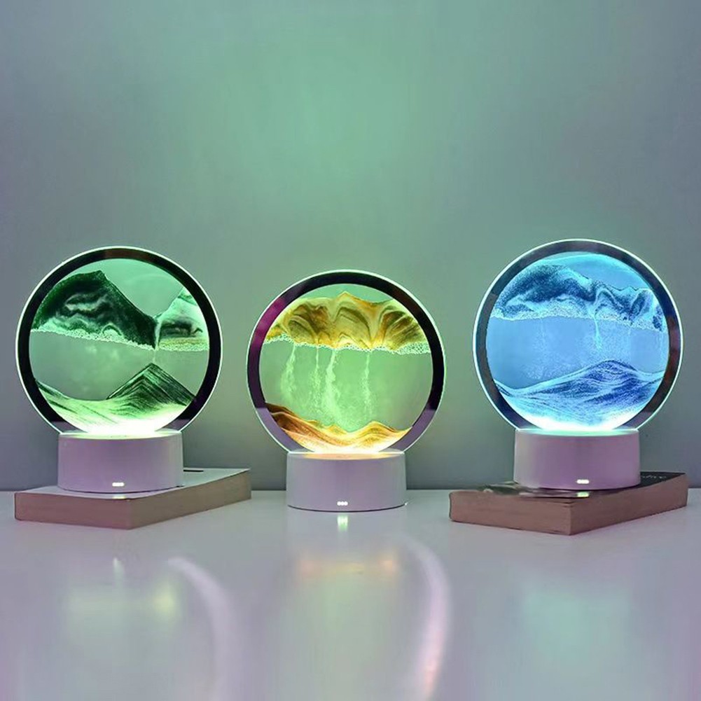 3D Sand Night Light Dual-way Power Supply Exquisite Desktop Decoration