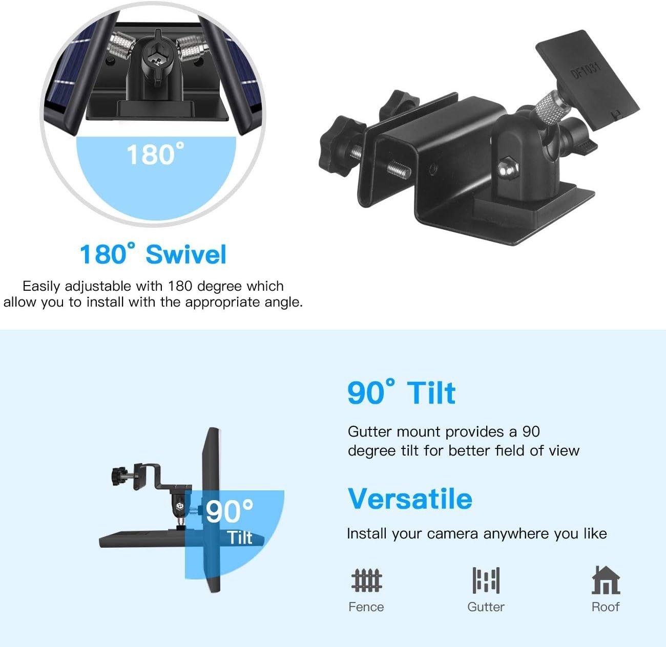 Weatherproof Adjustable Gutter Mount for Ring Solar Panels – Black Aluminum