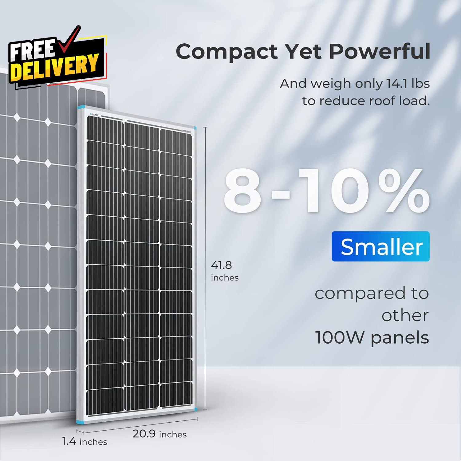 2PCS Solar Panels 100 Watt 12 Volt High-Efficiency Monocrystalline PV Modul….