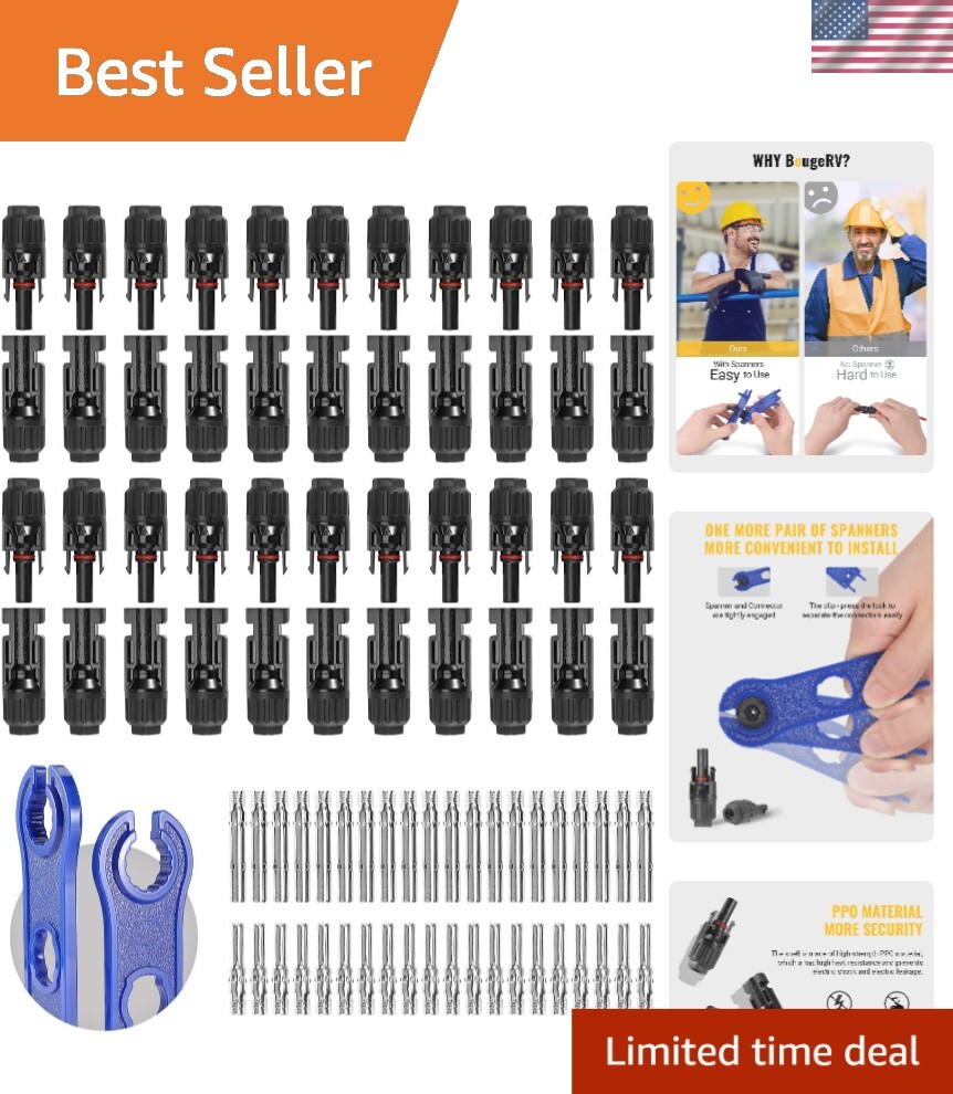 Durable 44PCS Solar Connectors with Spanners – Waterproof & Easy Install