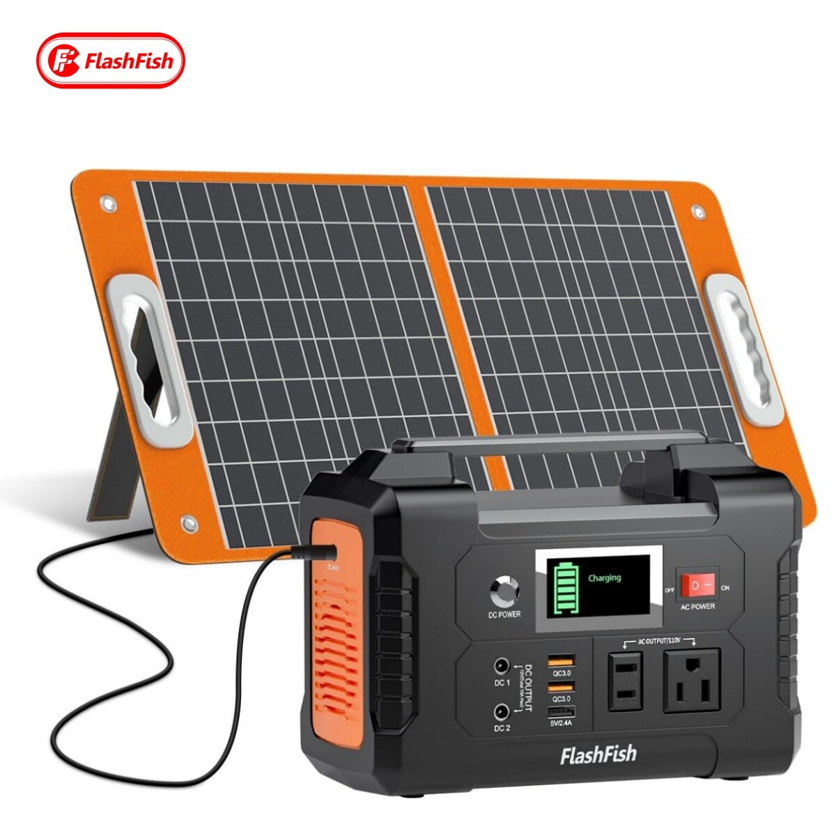 Flashfish 200W Portable Power Station Generator w/ Foldable 60W/18V Solar Panel