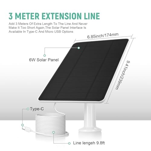 USB Solar Panel for Ring Camera – Type-C Solar Panel Charger 5v 6w White 6W