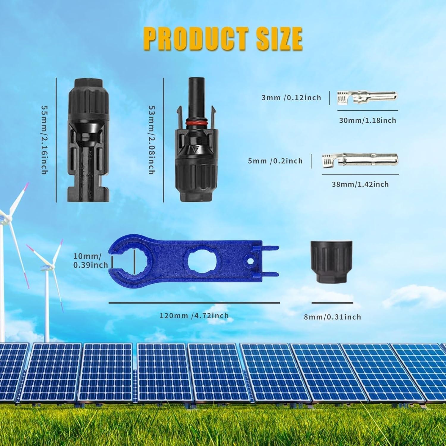 Solar Panel Y Branch Parallel Adapter Cable 30A 11.8″ Connector DC 1000V