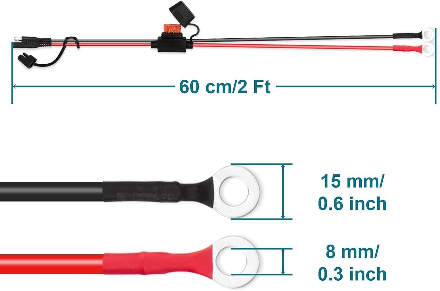 Versatile 2FT SAE Battery Connector – Reliable Extension Cable for Outdoor Use