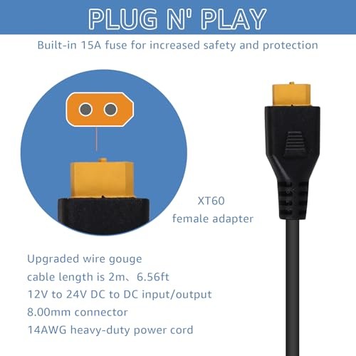 Portable12V/24V car Charger Suitable for Ecoflow Delta/River, Bluetti EB55,