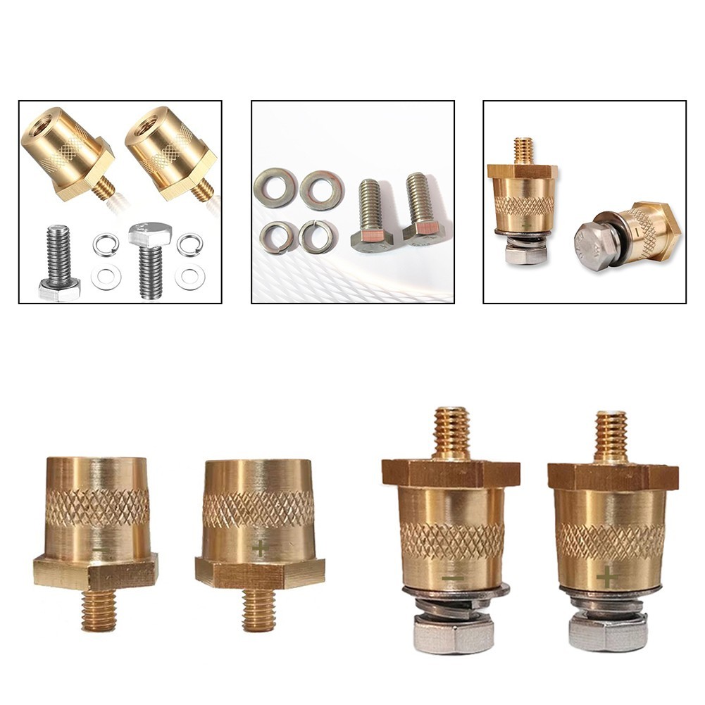 Brass Battery Poles Adapter Set Compatible with Car Batteries M6 Thread
