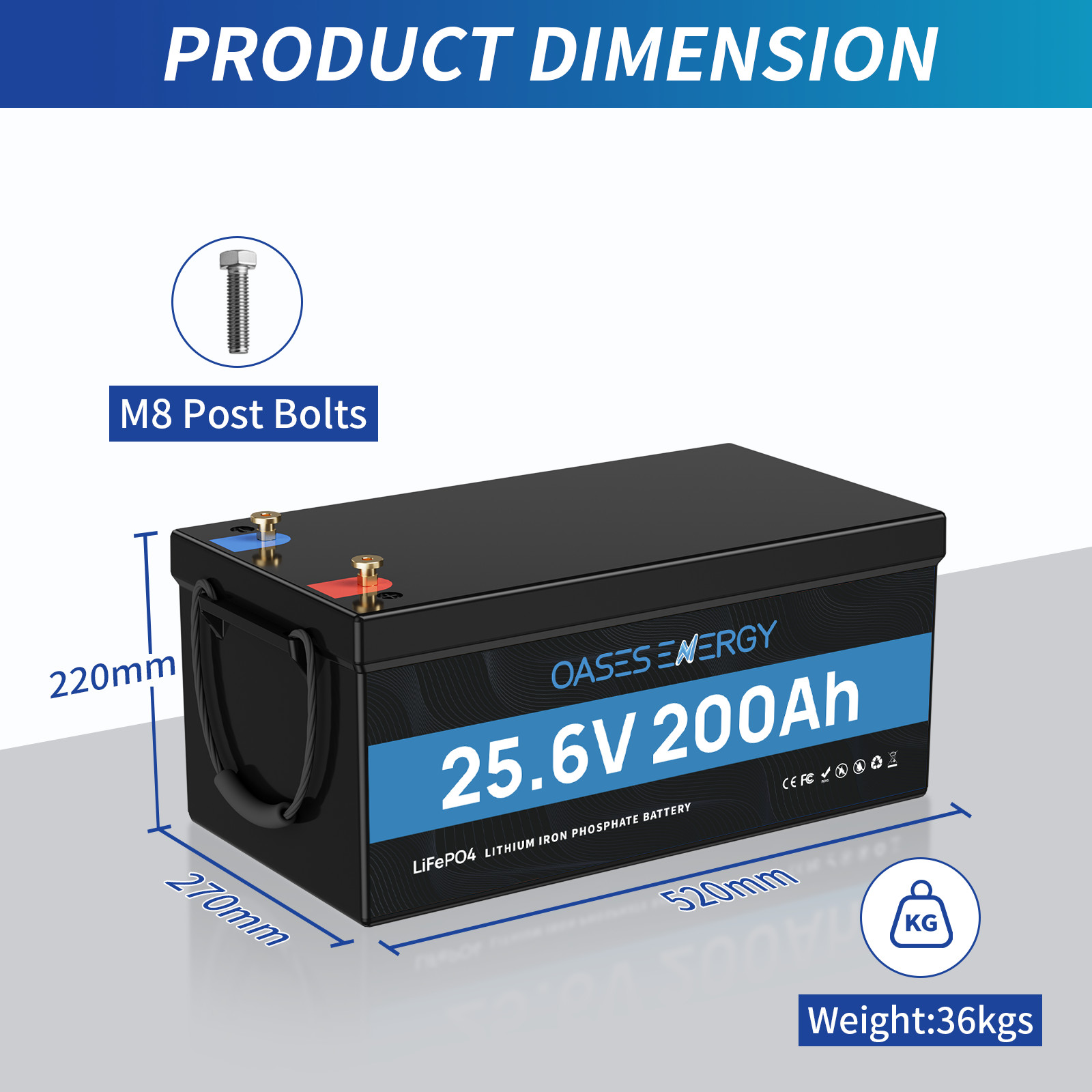 5120Wh 24V 205Ah 205Ah LiFePO4 Golf Cart Lithium Battery RV Solar Home Off Grid