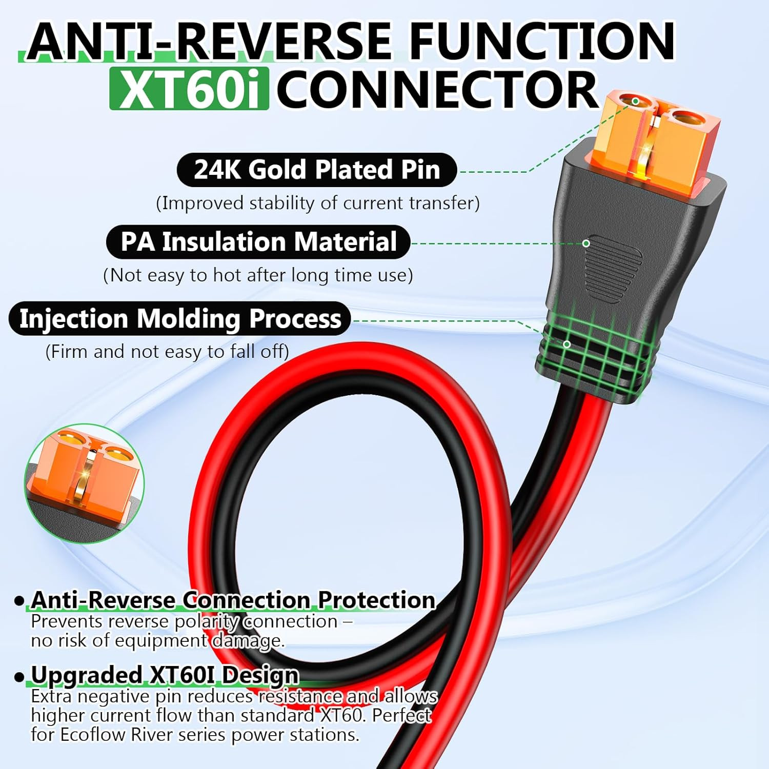 Vansdon Solar to Xt60I Extension Cable 12AWG 20FT Solar Connector to Xt60I Adapt