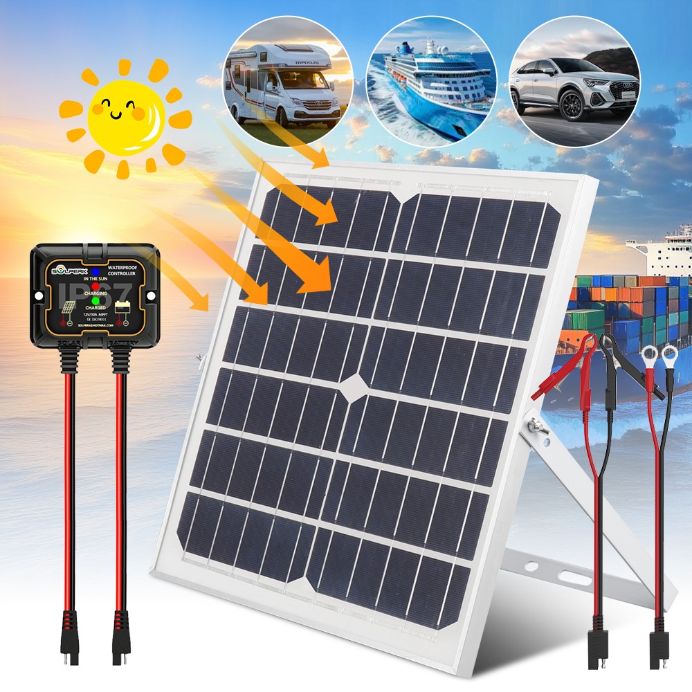 40W Solar Panel 12V Trickle Charger Battery Charger Kit Maintainer Boat Car RV