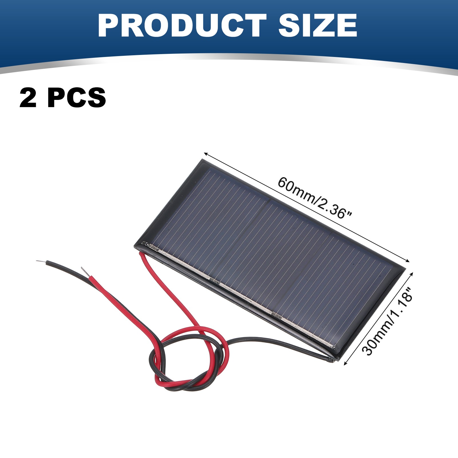 2Pcs 1.5V 0.24W 160mA Mini Solar Panels with Cable