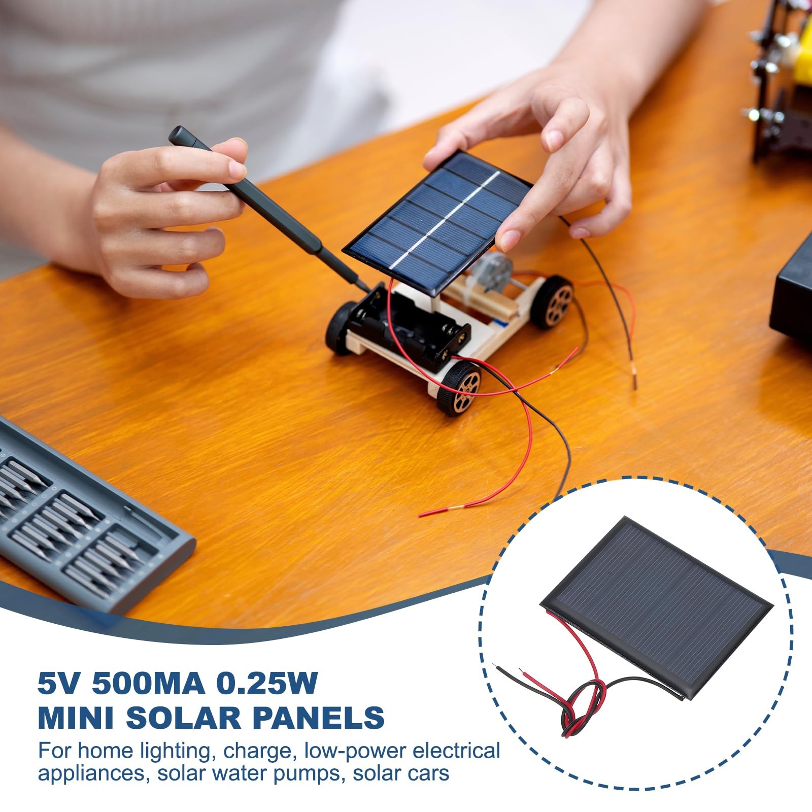 MECCANIXITY 5 Pcs 5V 0.25W 50mA Mini Solar Panels, Small Black