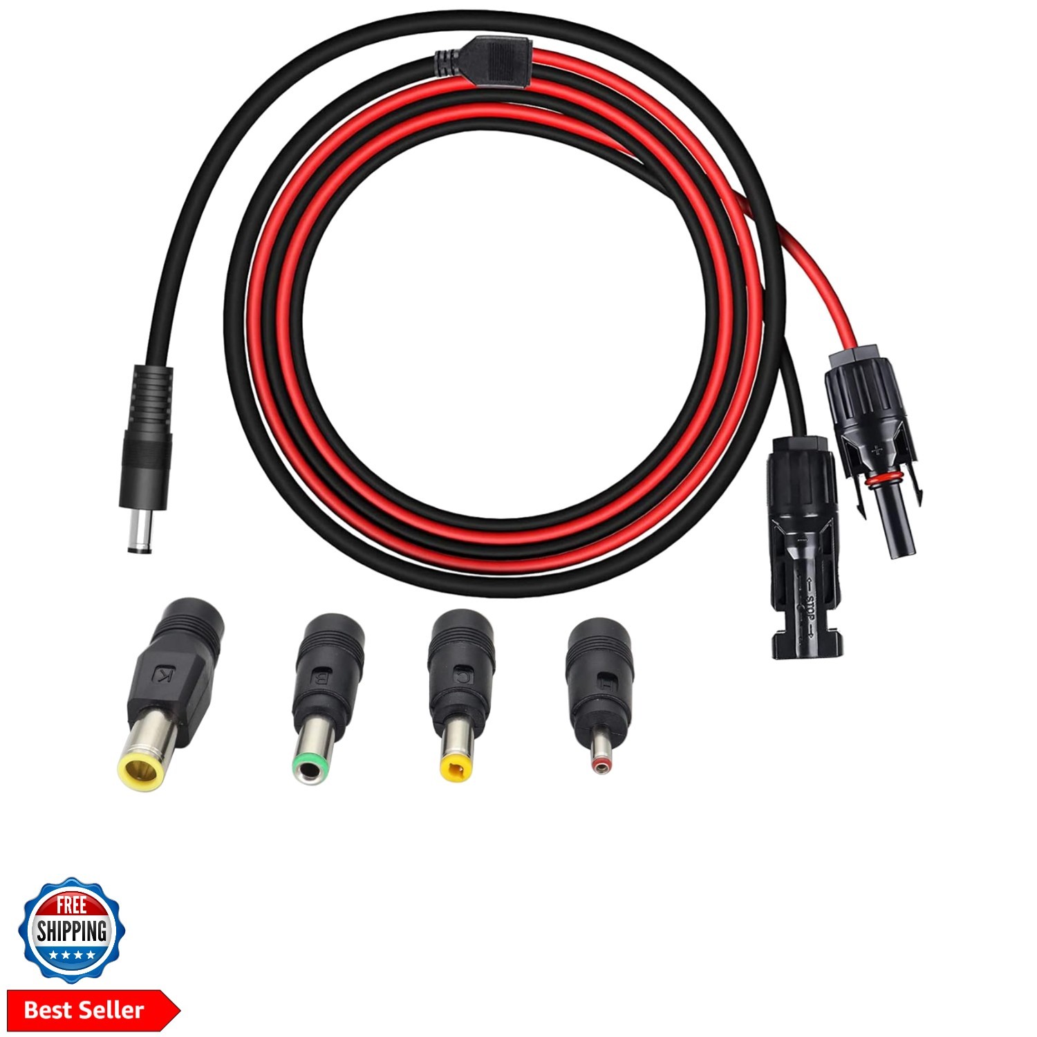 Solar Panel Adapter Cable – MC-4 to DC with Multiple Connector Tips 5.5mm x 2…