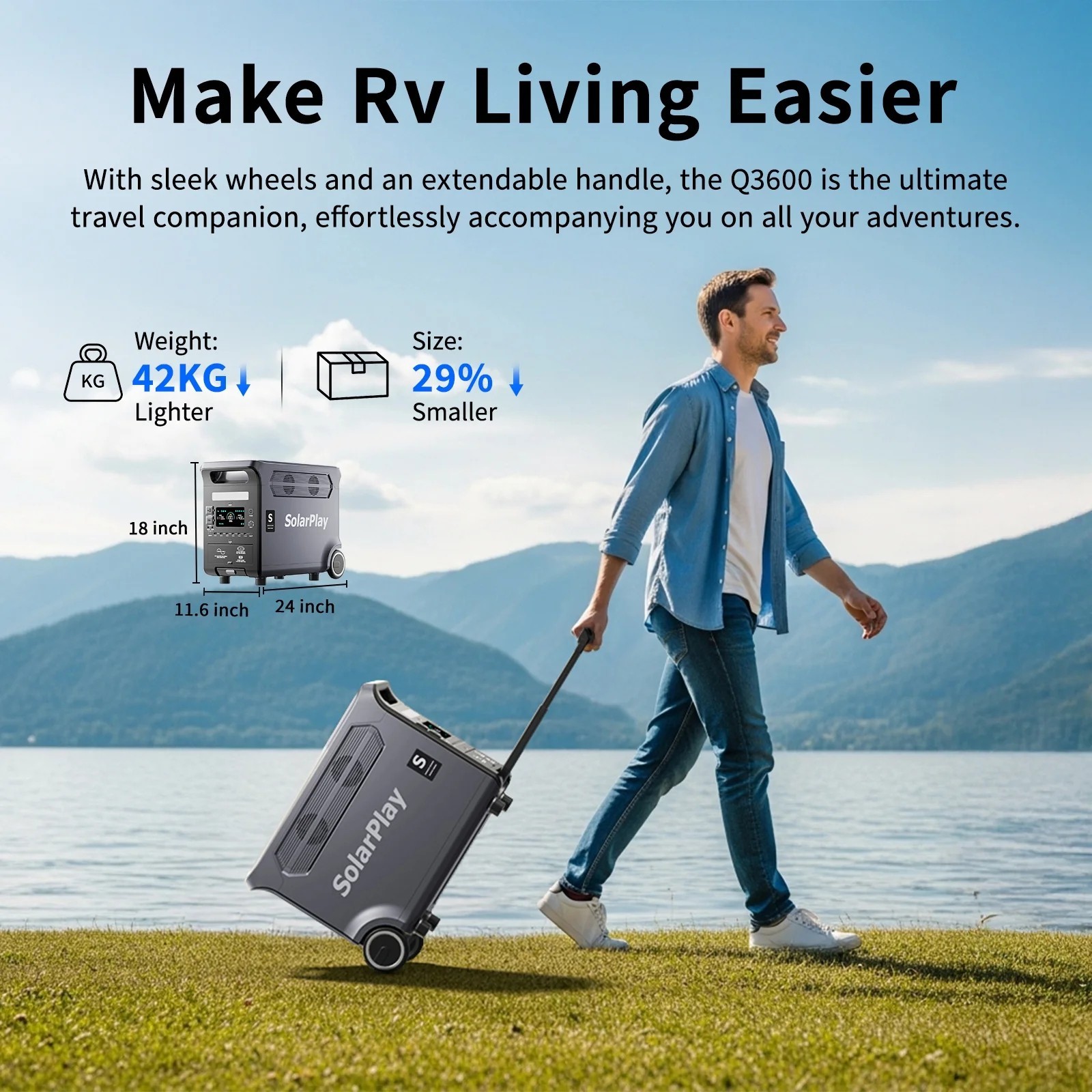 SolarPlay 96/2160/2304/3840Wh Power Station for Outdoor, RV, Camping Generator