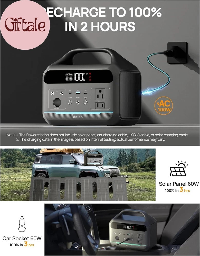 Portable Power Station 300W, 192Wh Large Power Bank with 110V AC Outlet, Lifepo4