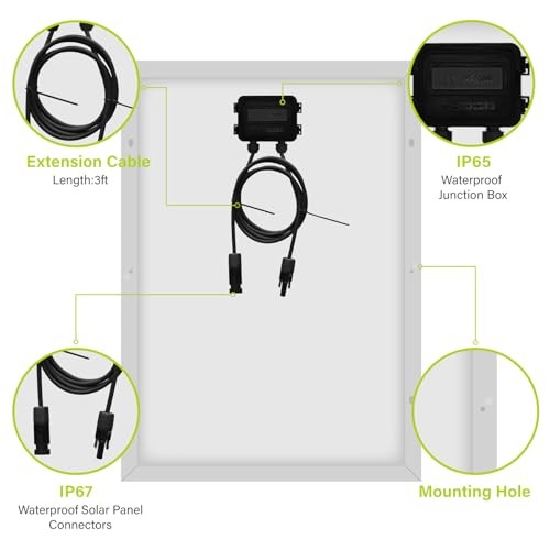 50W Mono Solar Panel 50 Watt Monocrystalline Module with 3ft 50W Single Panel