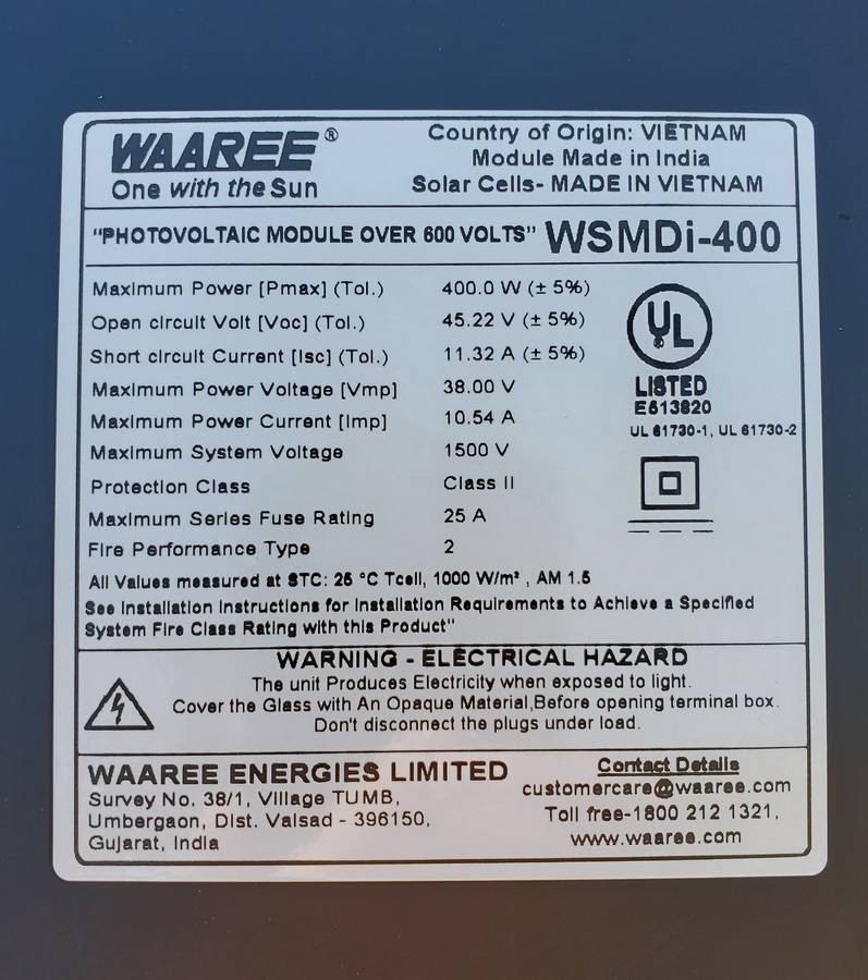 Waaree WSMDi-400 Solar panels 400W LOT Of 10 pieces