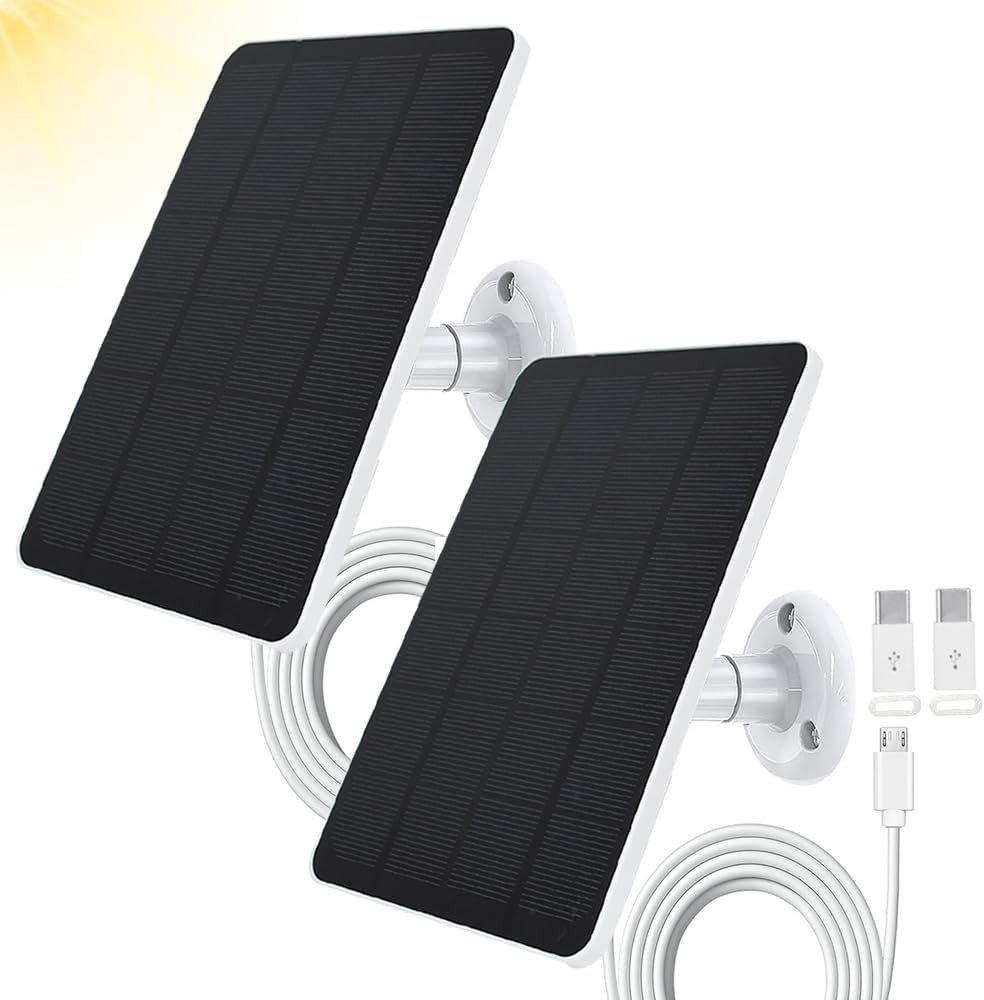 2 Pack Solar Panel Compatible with WYZE Battery Cam Pro, Eufycam 2C/2C Pro, 4W 5