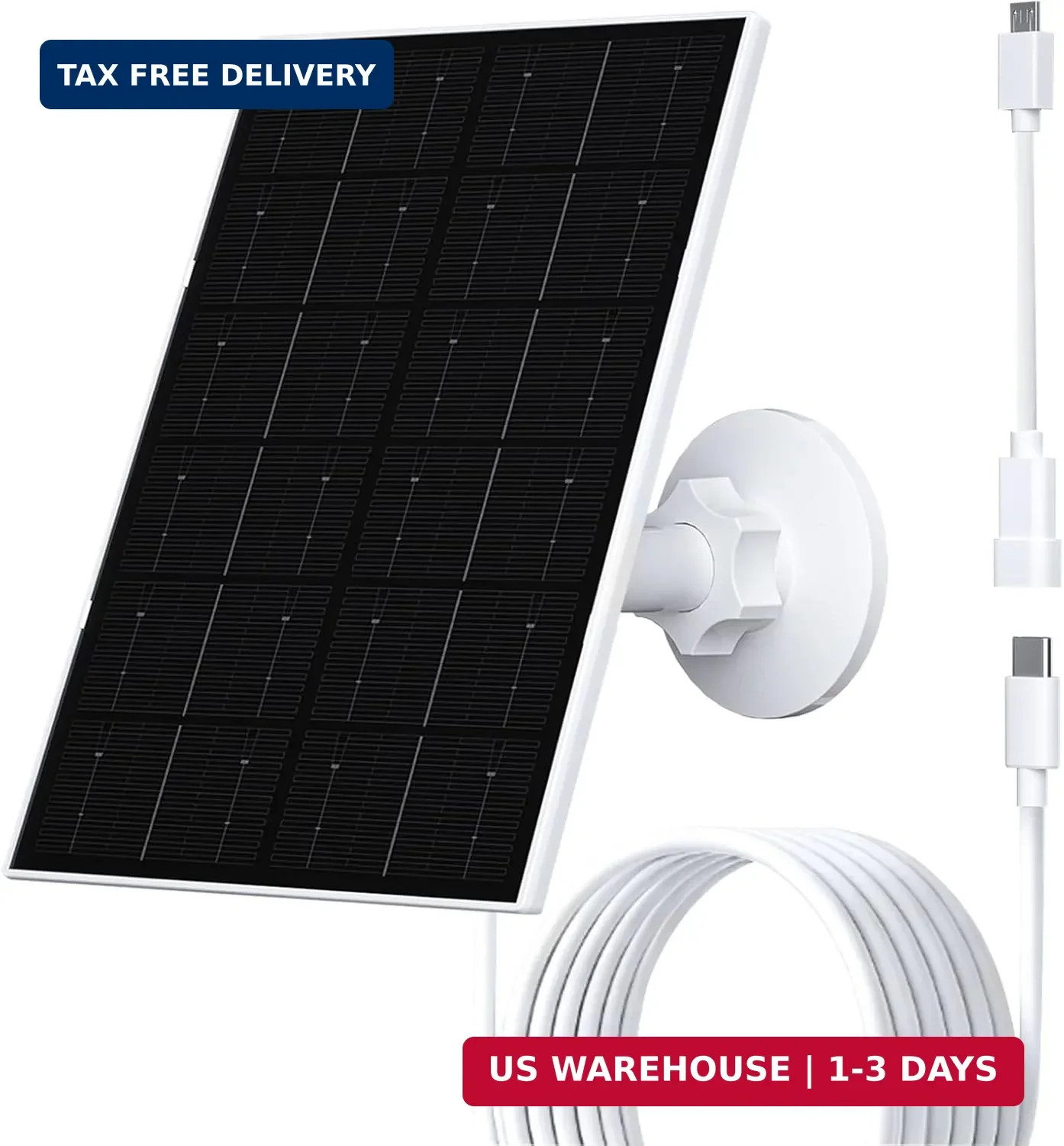 FUTUREZEN 4W Solar Panel for Security Camera, Type-C/Micro USB Solar Charger for
