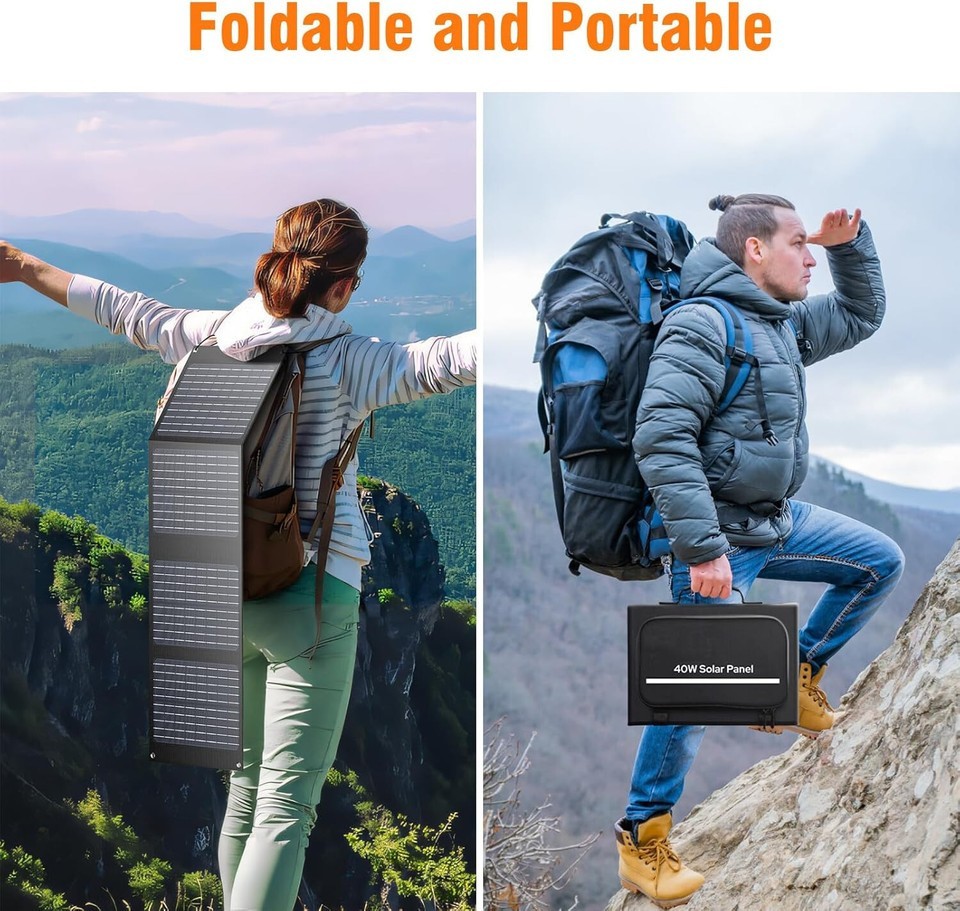 Portable Solar Panel 40W DC15V USB Camping Charger For Power Station Generator