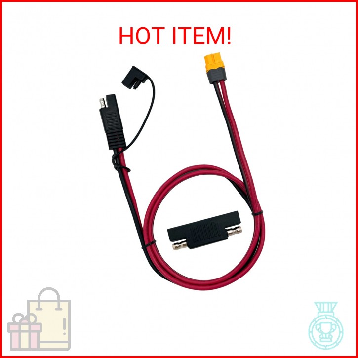 SAE to XT60 Connector Cord 12AWG Wire Extension Cable for Solar Generator Portab