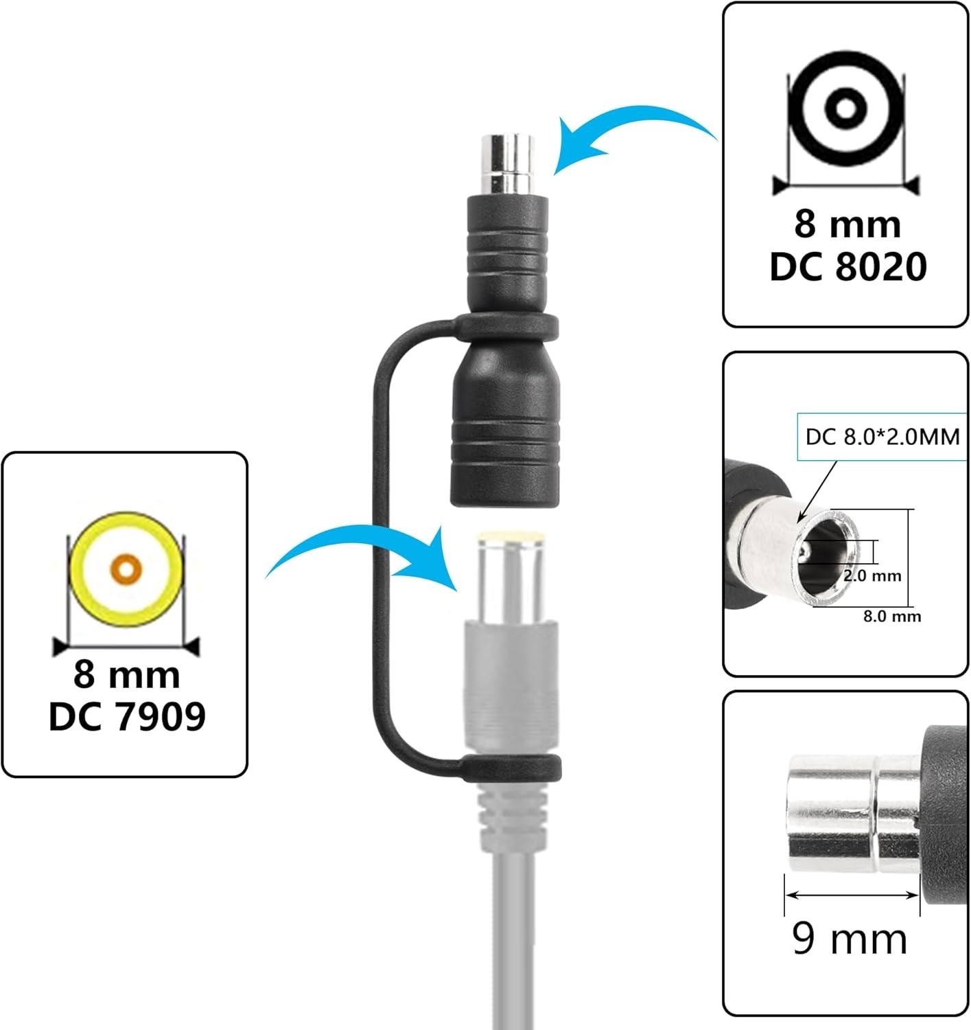 High-Quality DC7909 to DC8020 Connector – Essential Adapter for Solar Charging
