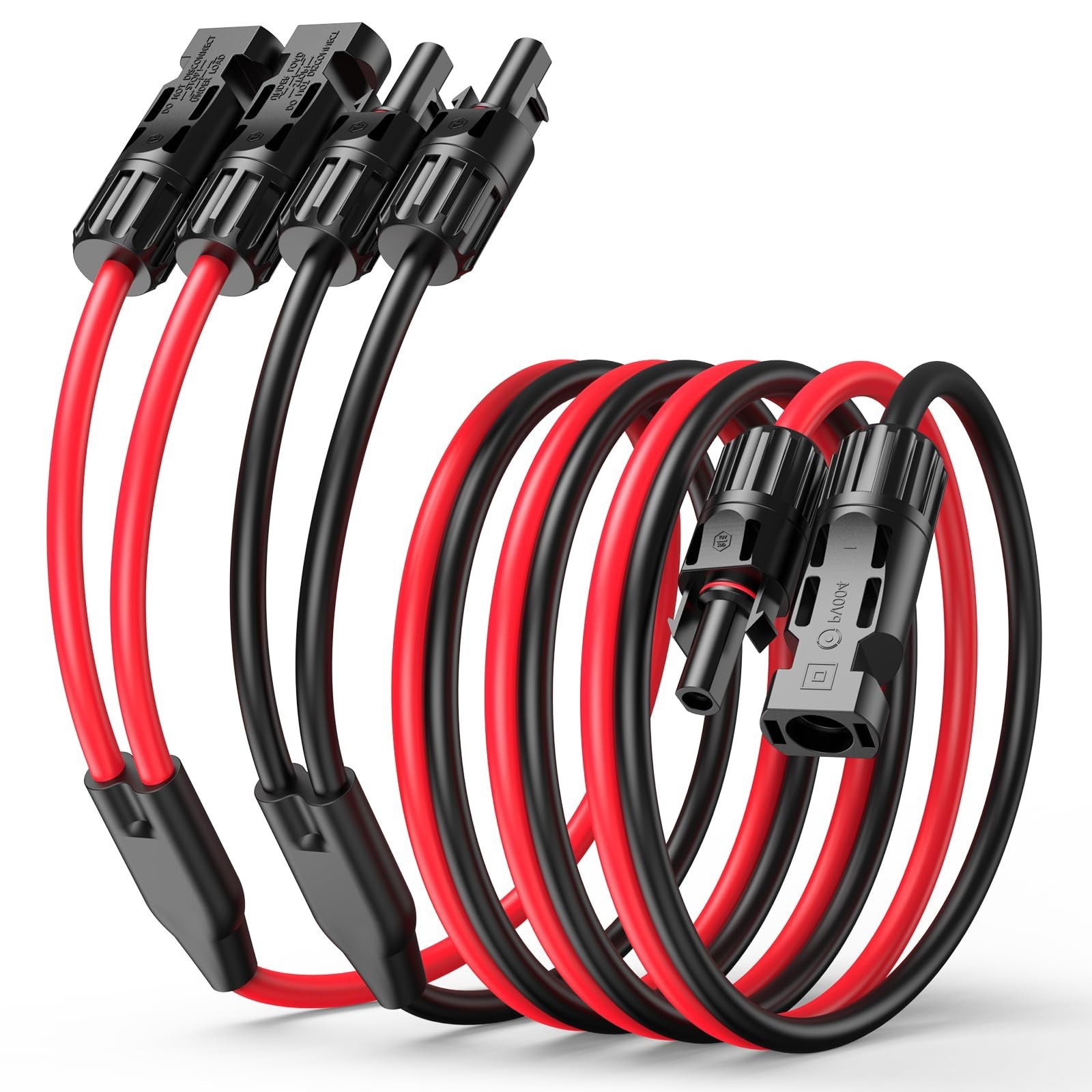 21FT 10AWG Solar Extension Cable, Y-Branch Connectors, Male & Female Adaptor Wir