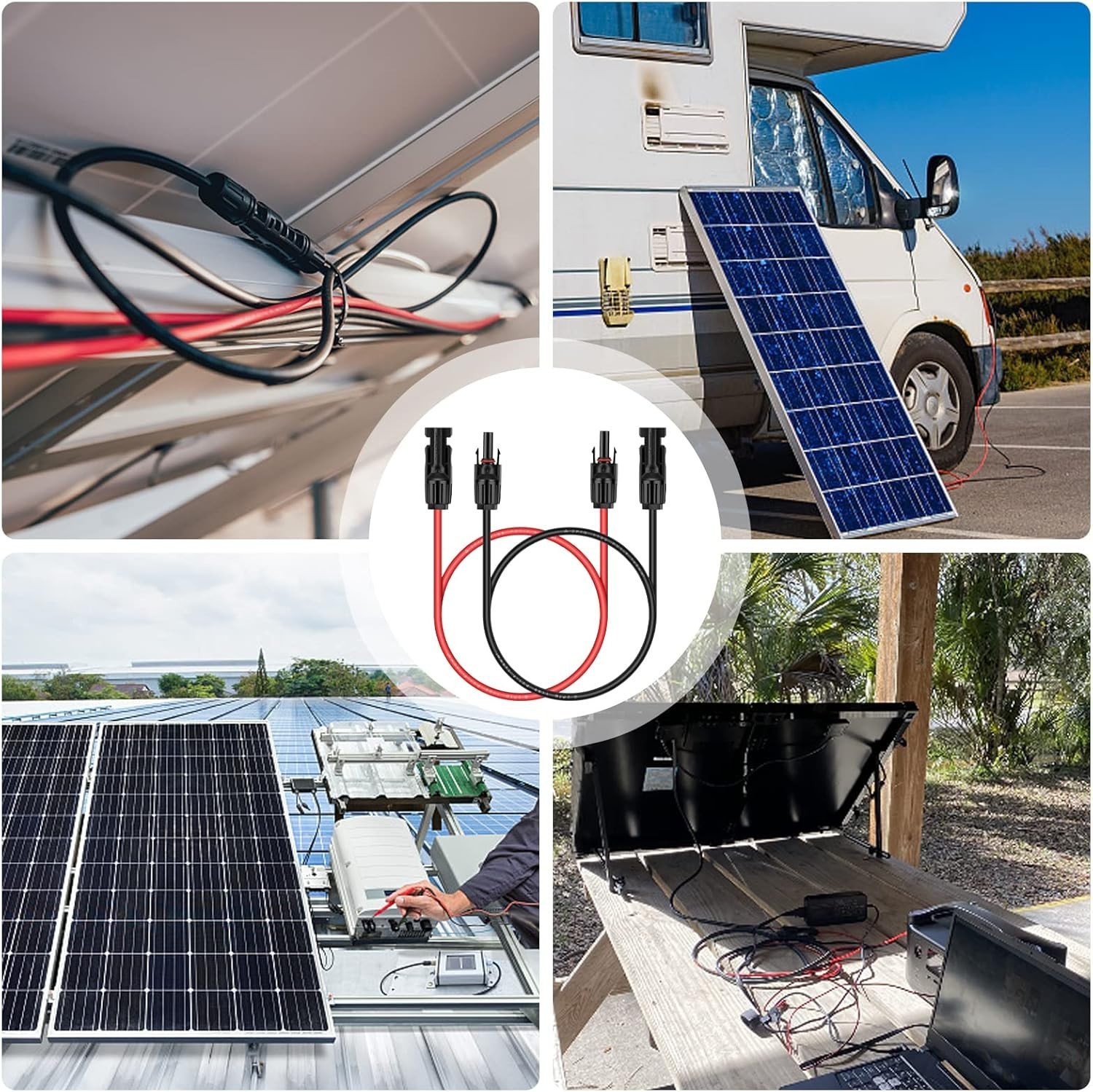 10AWG UV Resistant Solar Extension Cable, 3FT with Male-to-Female Connectors