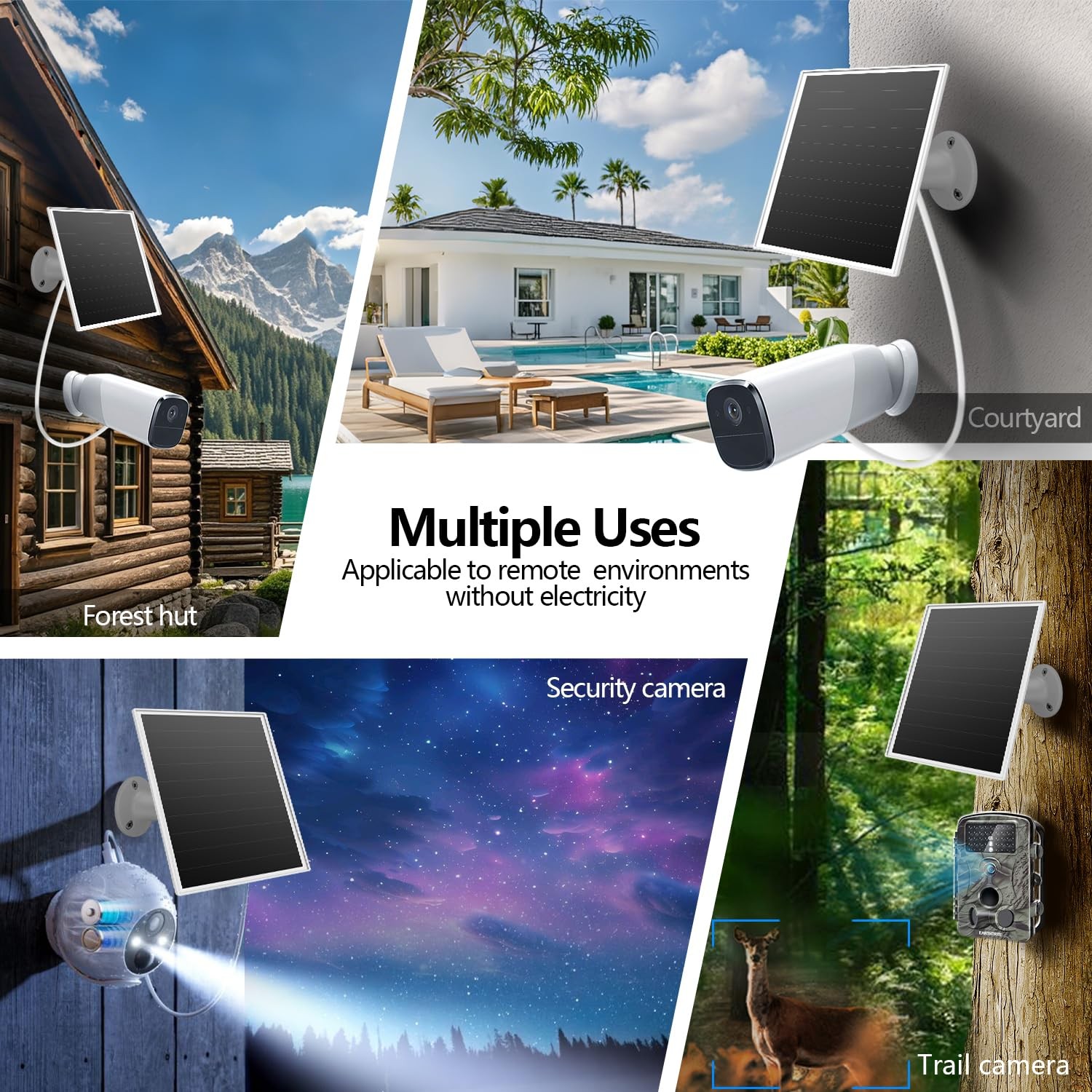 6W Solar Panel for Outdoor Security Camera with Micro USB & – white-1Pack