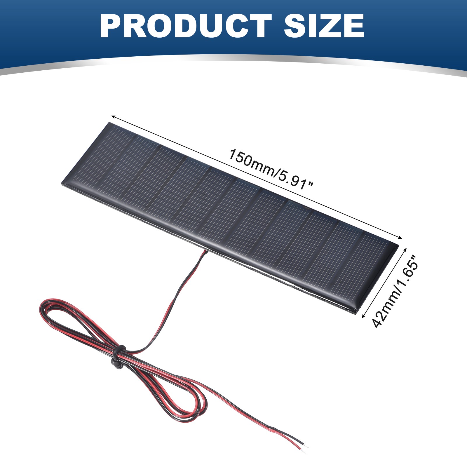 5.5V 0.8W 160mA Mini Solar Panels with Cable, 150 x 42mm