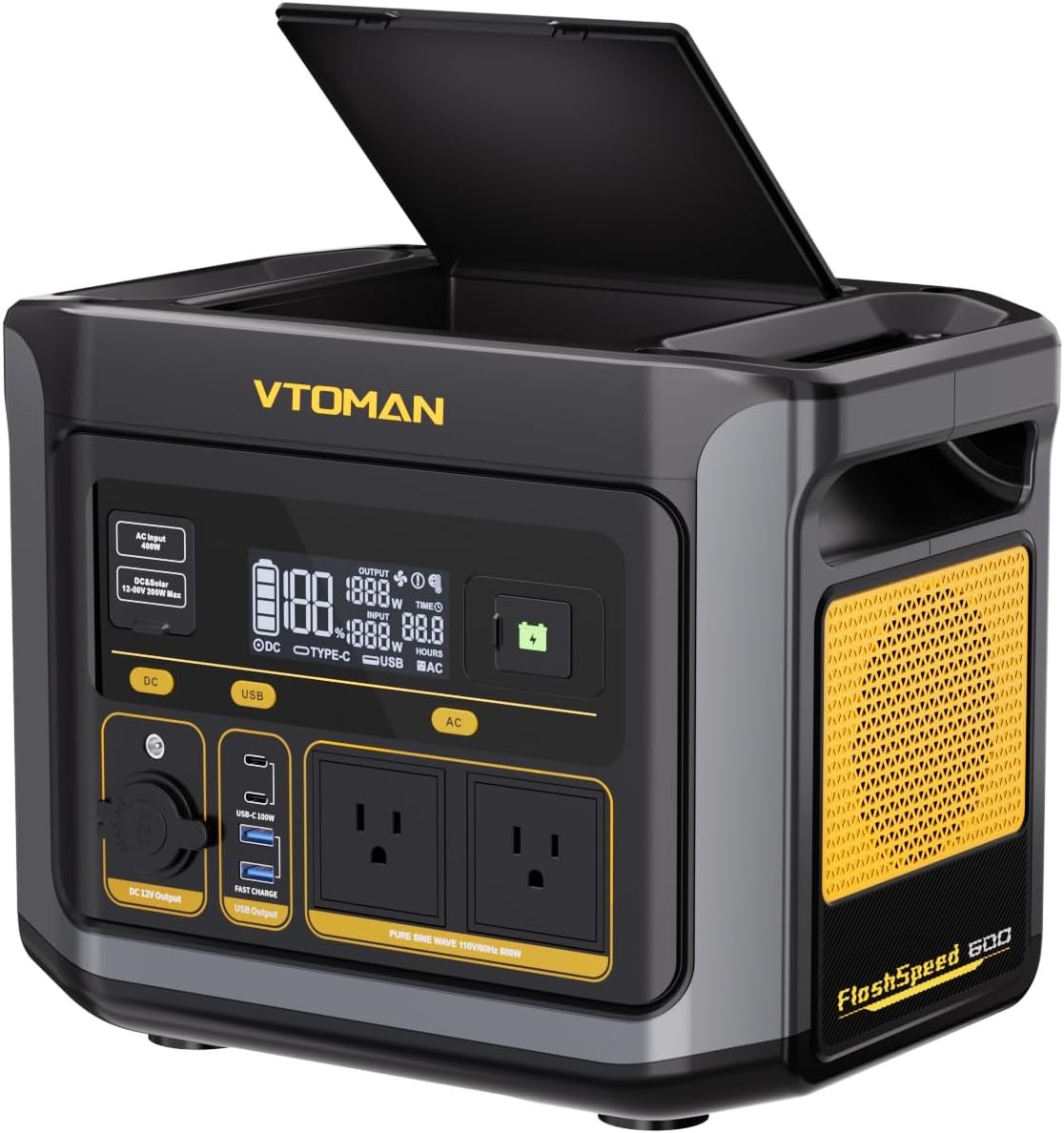 VTOMAN FlashSpeed 600 Portable Power Station 499Wh 70Min Fully Charged LiFePO4