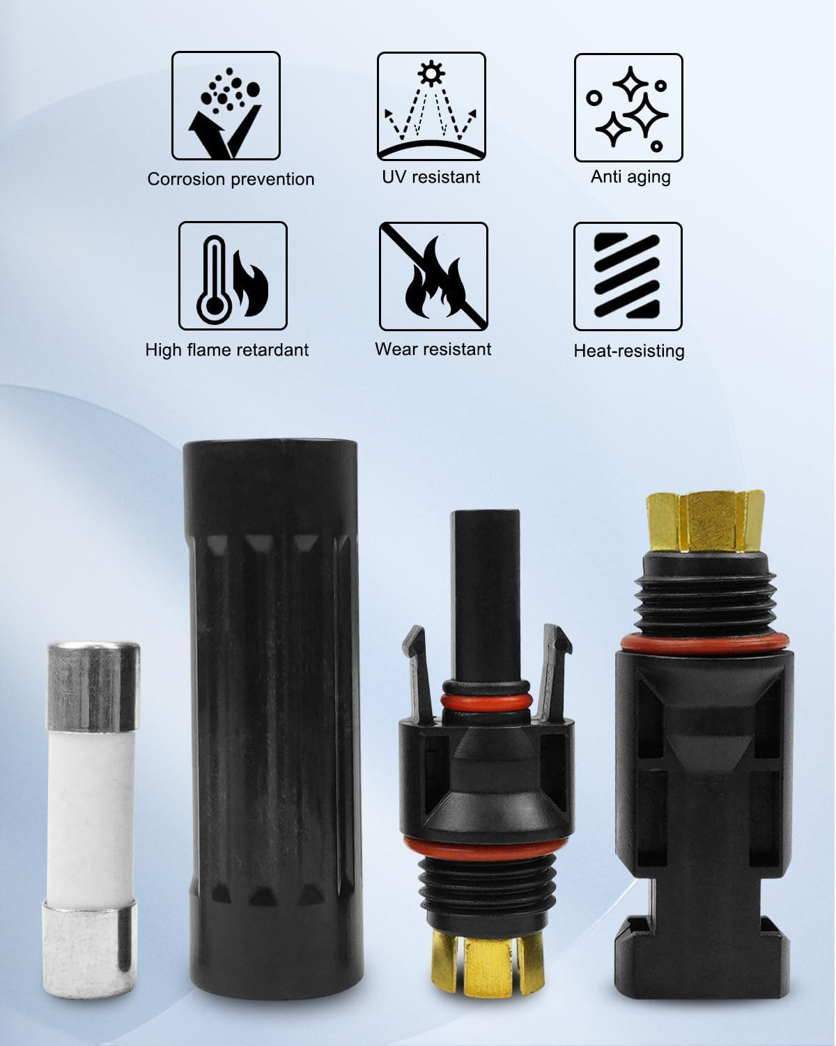 15A Solar Fuses Holder Inline for Solar Panel and Solar Controller with 10 Fuse,