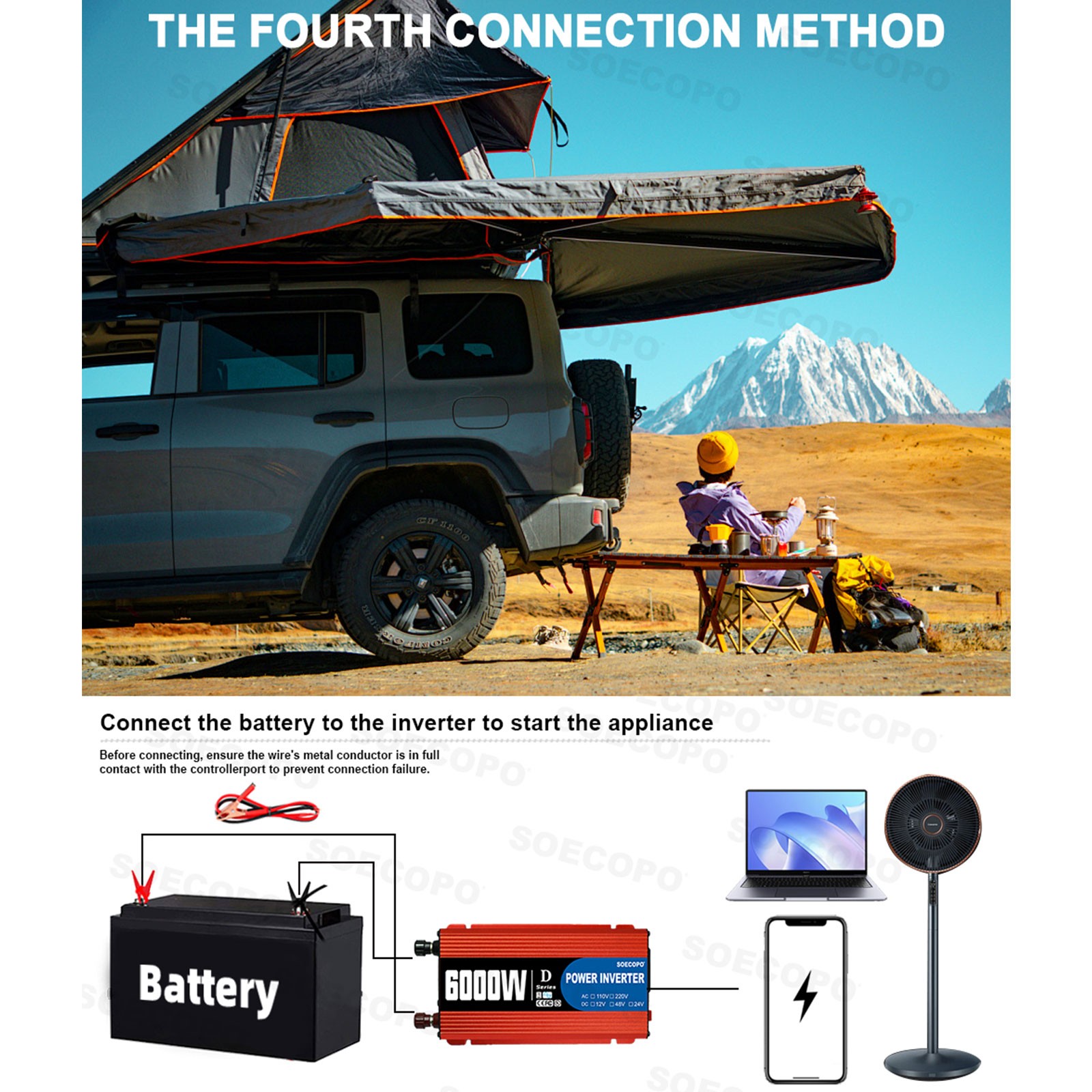 SOECOPO 6000W Solar System Complete Kit 12V DC to 110V/220V AC Inverter