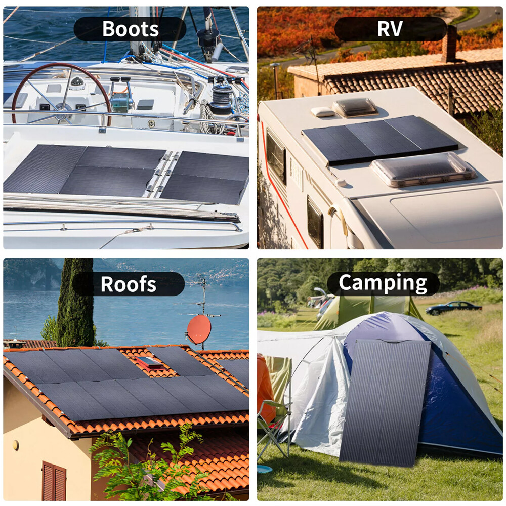200W Flexible Solar Panel ETFE Portable Power Mono Camp Home RV Battery Charge