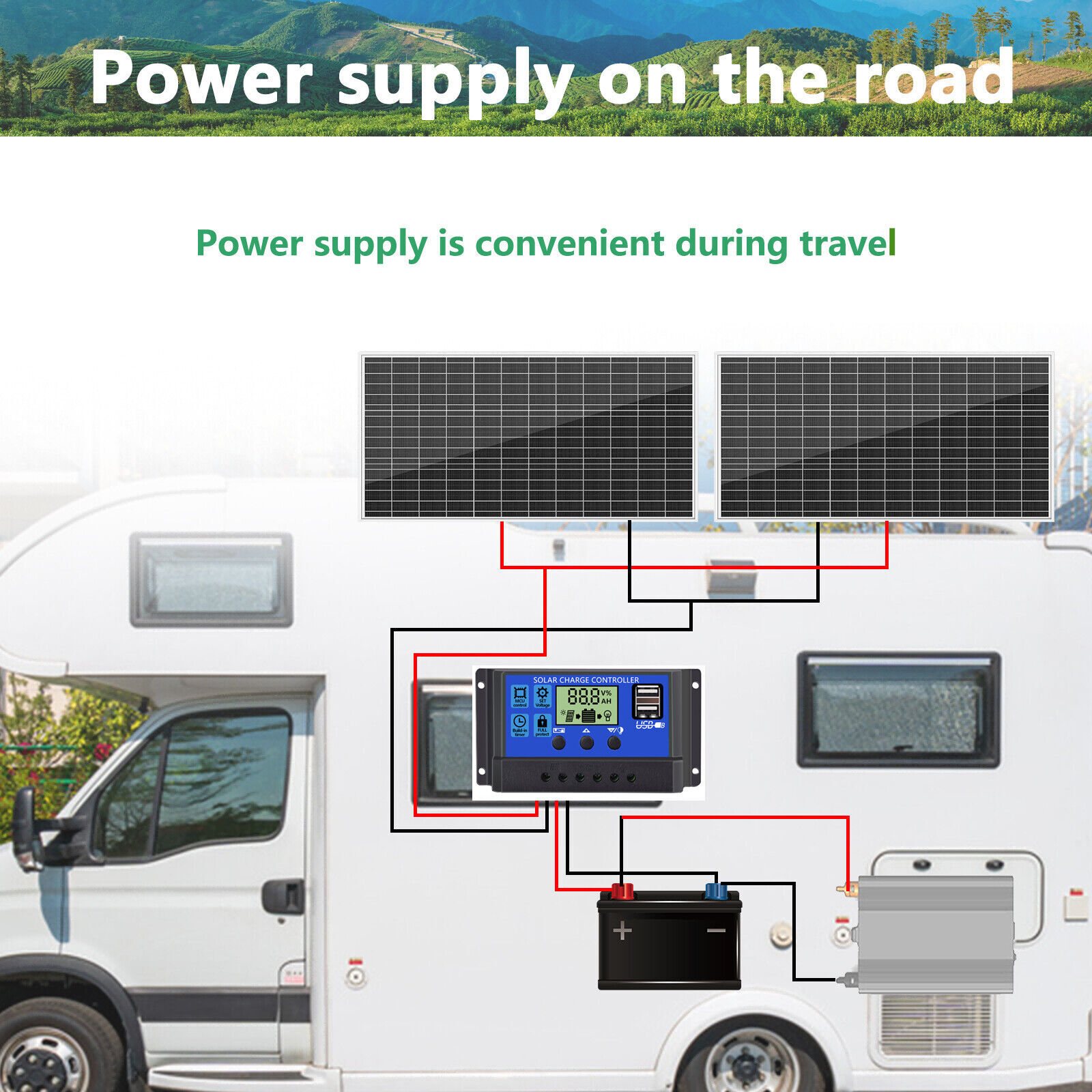 300W Mono Solar Panel 12V Car/RV/Home/Boat RV PV Battery Power Charge OffGrid