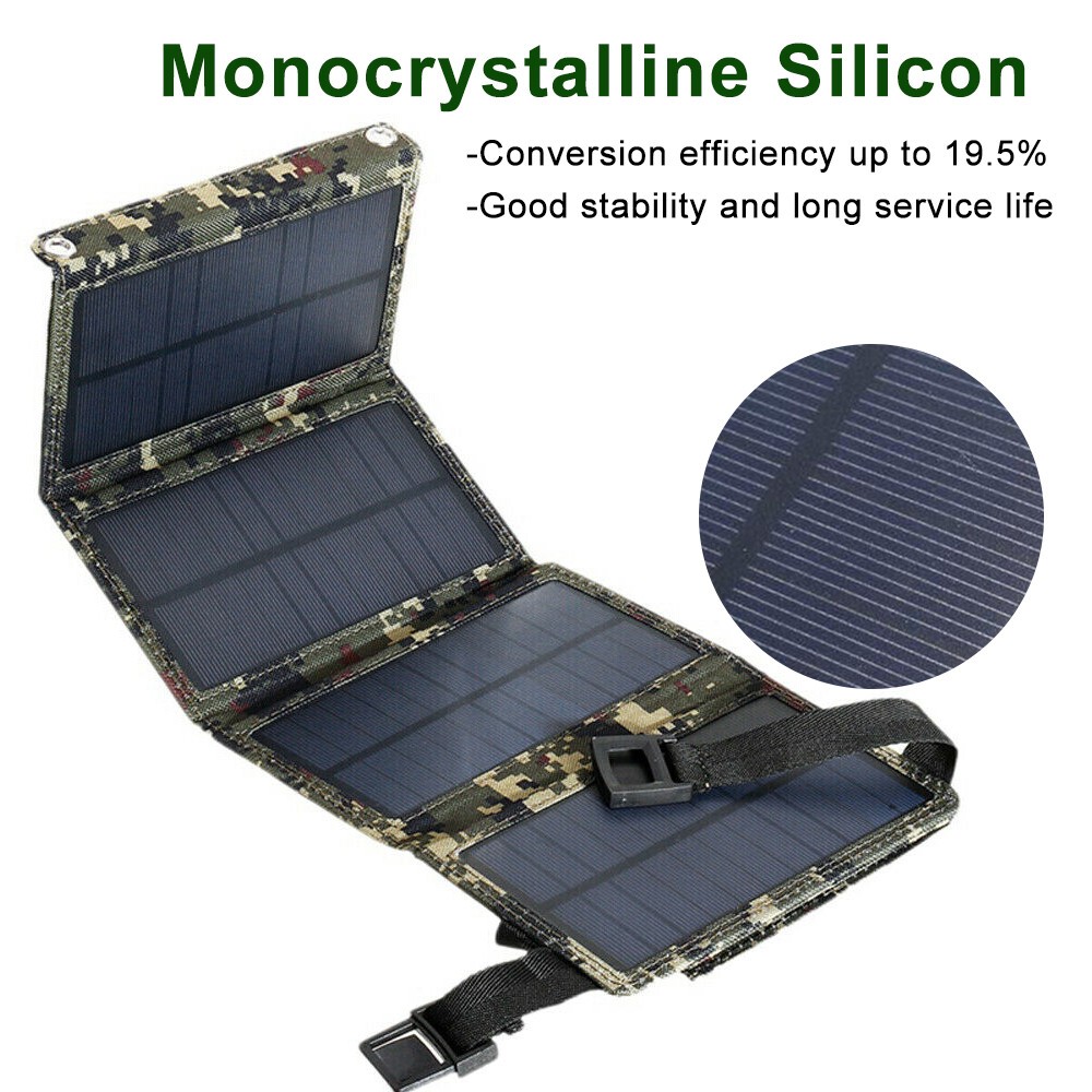 80W USB Solar Panel Folding Power Bank Outdoor Camping Hiking Phone Charger US
