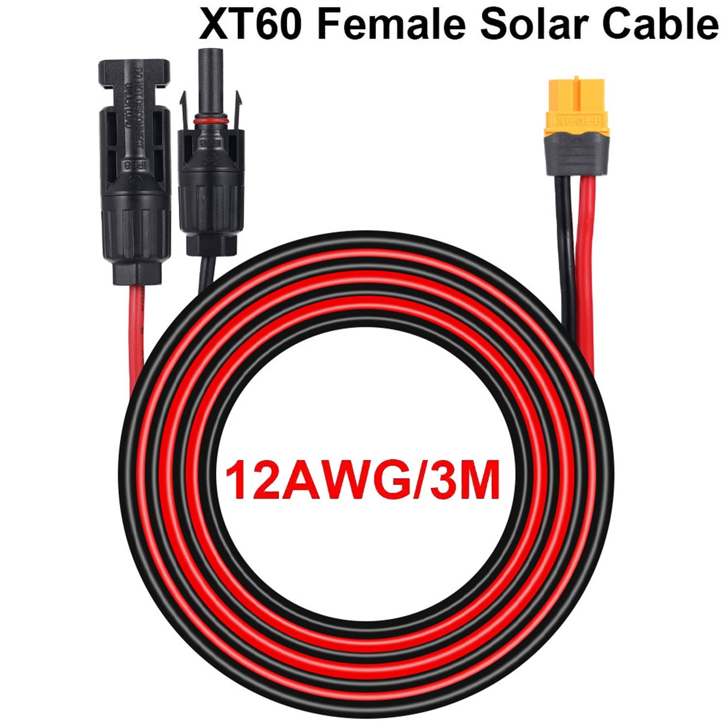 12 AWG XT60 Female to Solar Connector Extension Cable Wire for Solar Generator